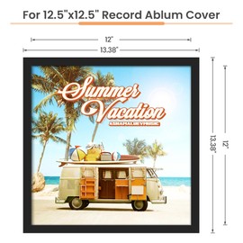 upsimples 12.5x12.5 Record Frame, Vinyl Frames for 12inch Album Cover, Wall Display for Home Decor, Black, 4 Pack