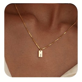 Ajo! Necklace with letters on plate 18 carat gold-plated - waterproof and skin-friendly chain for women with A-Z pendant I initials letter chain, Gold