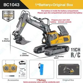 Remote Control Construction Vehicle Toy, Electric Construction Vehicle Toy, RC Excavator Dump Truck Bulldozer Car Toy, Birthday Gift for Kids:_Golden_BC1043 Excavator