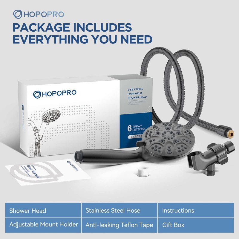 6-Mode High Pressure Handheld Shower Head Set, Consumer Reports Recommended
