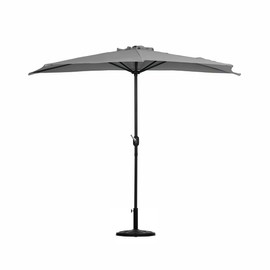 WestinTrends Lanai 9 Ft Outdoor Patio Half Umbrella, Small Grill Deck Porch Balcony Shade Umbrella with Crank, Gray