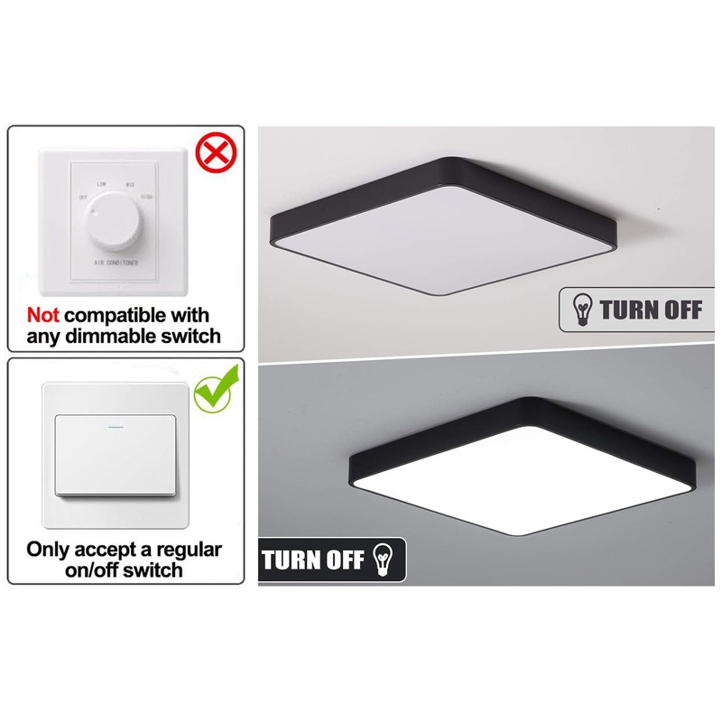 Ganeed LED Ceiling Light Flush Mount,24W 12-Inch Modern Ceiling Lamp