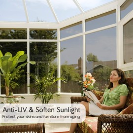 ConCus-T Thickened One Way Mirror Window Film Sun Blocking Window Tint Film for Home Reflective Window Sticker Heat Control Glass Privacy Film for Sunshine House Skylight 17.71x78.74''