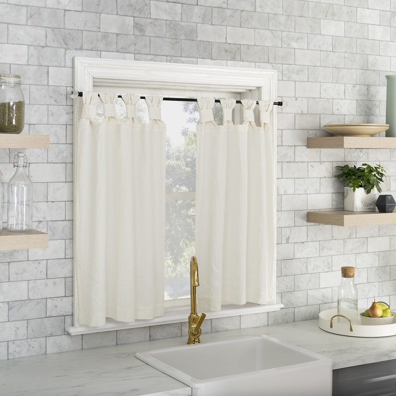 Archaeo Washed Cotton Small Window Twist Tab Cafe Curtains, 52"