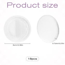 18 Pieces Loose Powder Puff, Soft Velour Setting Powder Puffs Round Washable Makeup Sponge Applicator Blending Foundation Cream Make Up Compact Pads (White)