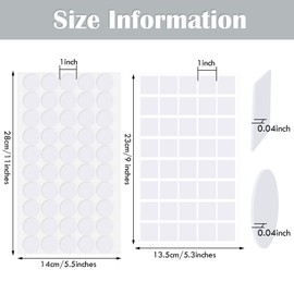 Clear Double Sided Stickers, Clear Adhesive Tape, Includes Square Double Sided Adhesive and Round Dot Stickers, No Traces Sticky Sticker Tape Dot for Wall Tile Decorations Picture Carpet (450 Pieces)