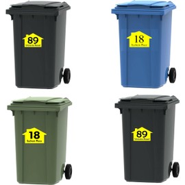 4X Yellow Bin Numbers Wheelie Bin Vinyl Weather Proof Stickers Customised House Numbers Street Names Choice of Sizes (A6, A5, A4) (SKU-Yellow.Bin-A6)