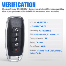 Keymall Key Fob Keyless Entry Remote Control Replacement for Nissan Rogue Pathfinder 2022 2023 2024 KR5TXPZ3 4A Chip 5 Buttons 433.92MHz