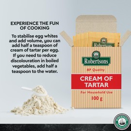 Robertsons Cream Of Tartar - Use For Cooking, Cleaning, Baking - Stabilises Egg Whites & Adds Volume - Blocks - 3 x 100grams