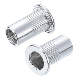 sourcing map #10-32 Rivet Nuts Aluminium Alloy Knurled Flat Head Threaded Insert Nut 60pcs