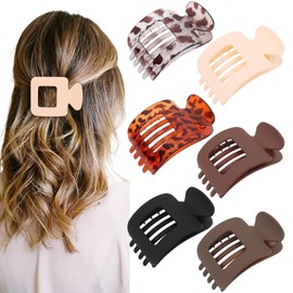 WHAVEL Flat Hair Clips for Women - 6 Pack Flat Claw Clips Strong & Non-slip Banana Clip Barrettes for Long Thick Hair