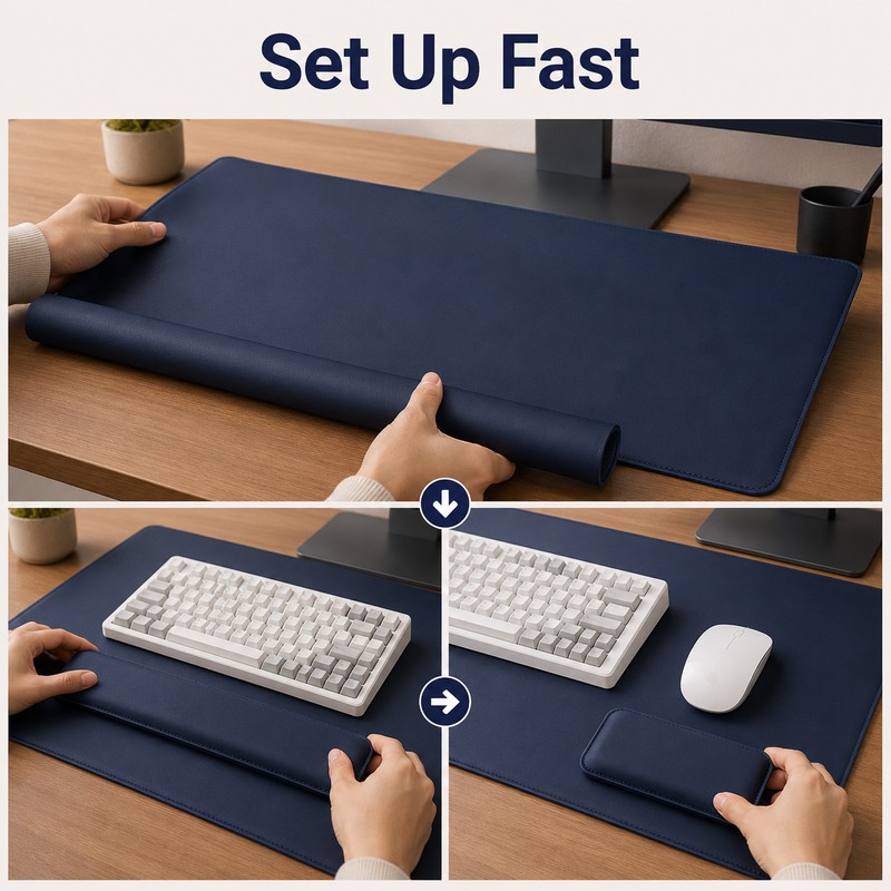 Waterproof PU Leather Desk Mat Set for Office & Gaming