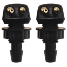 LBTODH 2PCS Car Wiper Washer Nozzle Black Double-hole Front Windshield Washer Nozzle Replacement Fit for Most Car