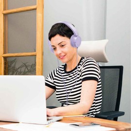 Laser Wired On-Ear Headphones Comfortable Cushioned Earpads, Adjustable Headband, Foldable & Compact Design, Lilac, Wide Compatible with All 3.5mm Devices - Ideal for Home, Travel and Gaming Headset