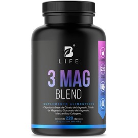 B Life Company | Citrato, Óxido y Gluconato de Magnesio | 220 Cápsulas de 500 mg | Alta absorción. Ingredientes Naturales. 3 Mag Blend