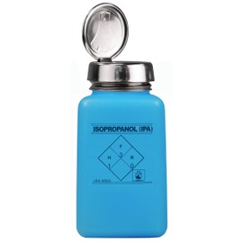 Menda 35299 High-Density Polyethylene/Hdpe/Steel/Ldpe/Low-Density Polyethylene Dispensing Bottle, One-Touch Liquid Dispenser Pump, Printed IPA, 6 oz, 16 fl. oz. Capacity, Blue (1-Pack), MDA-5790-1