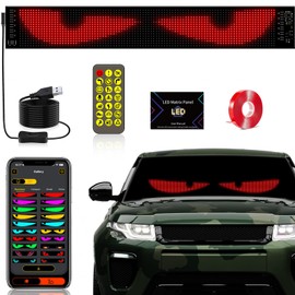 Devil's Eye:23.42"x4.72" Programmable ojos led para carro Windshield Display for Sedans, SUVs & Medium Trucks - USB-Powered LED Matrix Panel, Remote/App Control, Custom Car