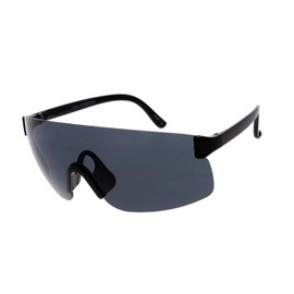 Frame & Optic Fashion Culture Unisex Gnarly Rimless Active Sport Shield Sunglasses (Black)