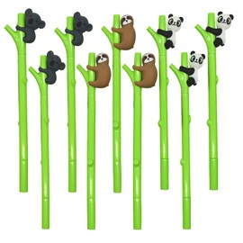 Lopenle 12PCS Cute Sloth Pens Novelty Animals Pens Panda Pens Koala Gel Pens 0.5mm Black Ink Gel Pen For School Party Birthday Christmas Office