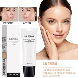 CC Cream Foundation with SPF 50 - Tinted Moisturiser for Older Women - Self-Adjusting&Color Correcting Cream for Mature Skin - Make-Up Base Foundation - Oil control Lightweight CC Cream(Light-Medium)