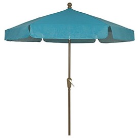 FiberBuilt Umbrellas Garden Umbrella, 7.5 Foot Teal Canopy and Champagne Bronze Pole