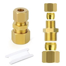 ERGAOBOY 2 Pcs 8MM OD X 10MM OD Brass Reduction Compression Pipe Fitting, Heay Duty Brass Compression Fitting