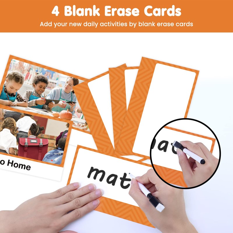 Auchq Daily Schedule Pocket Chart, Visual Schedule for Kids with