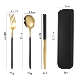 Cutlery Set, Stainless Steel, Chopsticks, Fork, Spoon, 3-piece Set, with Case, Combination Set, Outdoor, Portable Tableware Set, Hygiene, Students, Adults, Tableware Set, For Lunches, Work, School