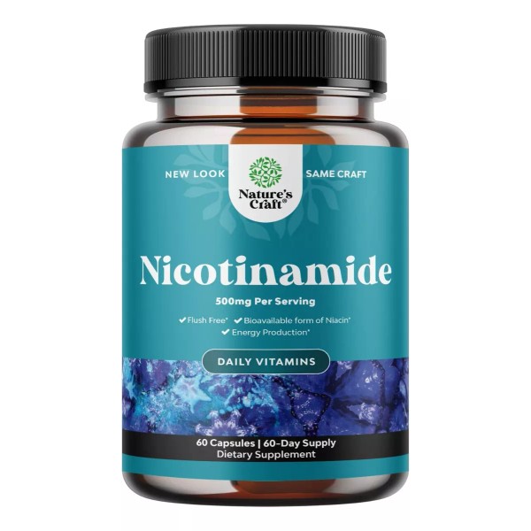 Natures Craft Vitamina B3 Nicotinamida 500mg Energía Mitocondrial 60 Caps.