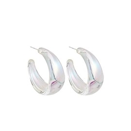Acrylic Transparent Hoop Earrings Minimalist Resin Earrings Geometric Statement Earrings for Women-chunky
