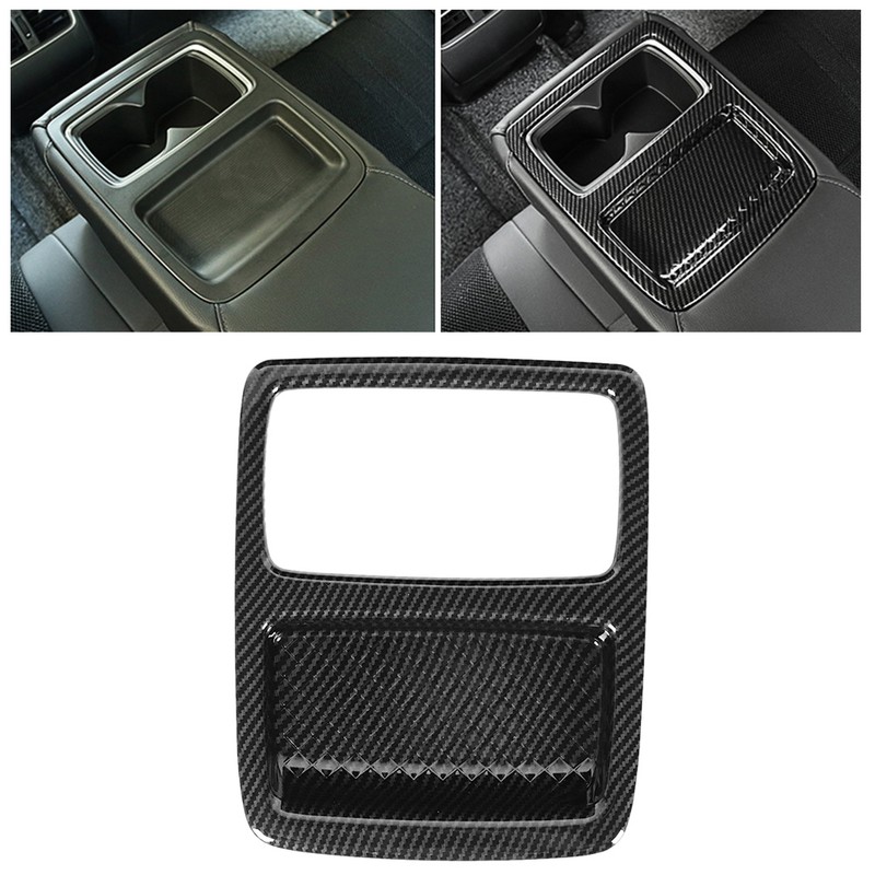 Carbon Fiber Style Rear Seat Water Cup Holder Frame Trim