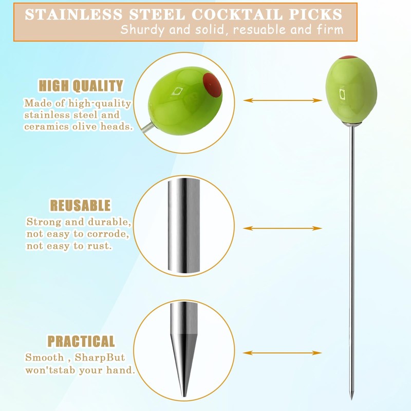 TSZYYM Set Of 6 Reusable Metal Martini Picks - Elegant