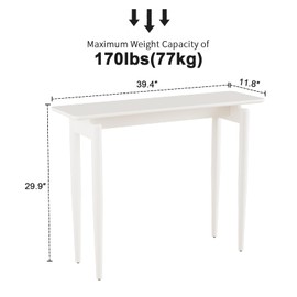 Wood Console Table White Entryway Table, Thin Console Table, Sofa Tables for Living Room (39.4'')