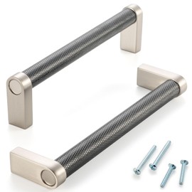ASKANO Black and Nickel Cabinet Pulls, 5 Inch Hole Centers, Knurled Bar Kitchen Cabinet Handles AP1311 | Pack of 10, Solid Hardware for Kitchen Door Drawer Dresser Bathroom Vanity Cupboard, 5"