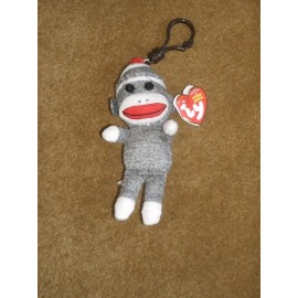 Ty Beanie ~ SOCK MONKEY ~ CLIP 5" tall ~ GREY ~ MWMT~ 2013 ~ Retired ~ HTF
