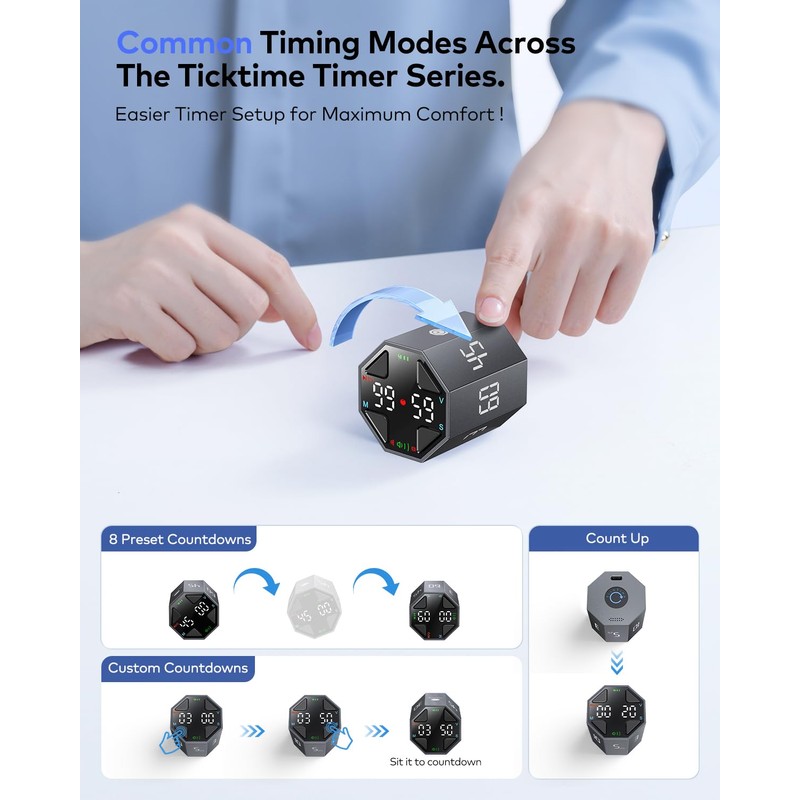 Octagon Pomodoro Timer, Desk Productivity Cube Timer, ADHD Timer, Custom
