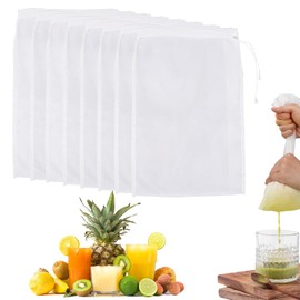 8 Nut Milk Bags Reusable Nylon Cheesecloth Bags for Straining Washable Nut Bag Strainer 30 x 20 cm Fine Mesh Bag Strainer for Straining Fruit Juices, Coffee, Tea, Yogurt, Cheese, Tofu