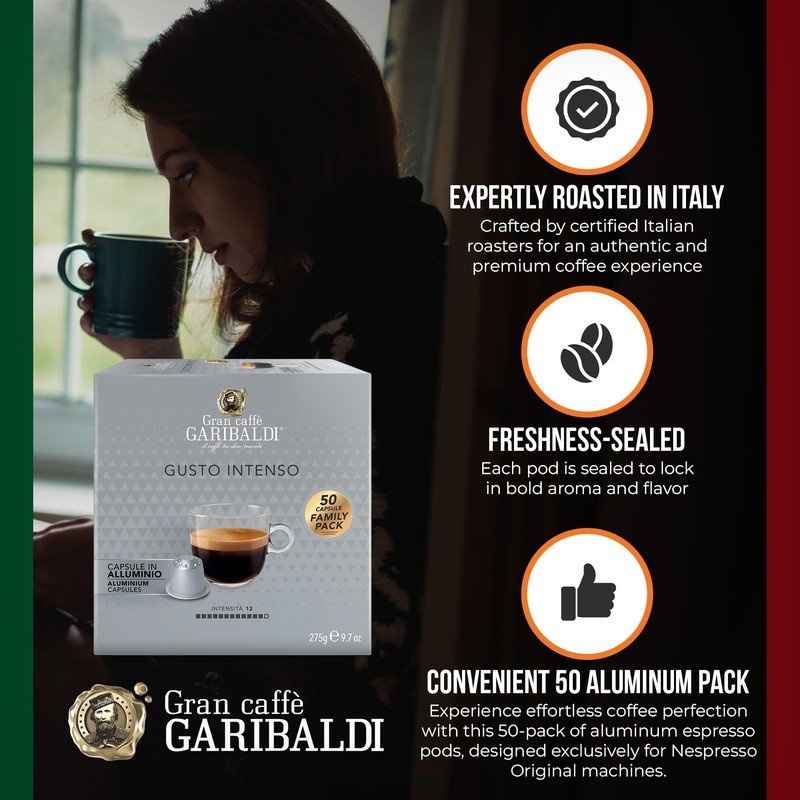 Gran Caffè Garibaldi Espresso Pods, Italian Roasted Coffee, Compatible Nespresso