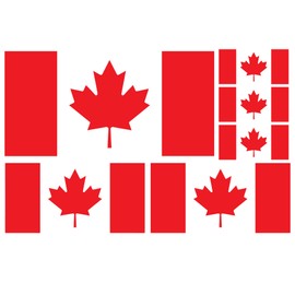 6 Pc Canada Flag Sticker Vinyl Maple Leaf National Country Decal Stickers Waterproof Canadian Flag Stickers for Car, Truck, Window, Bumper, Bike Helmet, Laptop, Tablet (Red)