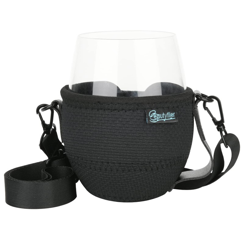 Beautyflier Stemless Wine Glass Insulator with Adjustable Neck Strap for