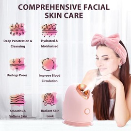 Pjordo Facial Steamer Spa Kit with 7 Skin Care Tools Blackhead Remover Tool Nano Ionic Face Steamer for Deep Cleaning Unclogs Pores Home Skin Care Pore Cleaner Blackhead Beauty Skin