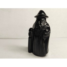 The Colour Bucket Store - Black Obsidian Grand Wizard Merlin Carving, Wizard Magician Carving Natural Gems and Stone, Black Obsidian Stone (0.35)