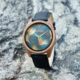 BOBO BIRD Wooden Watch – Ultra-Light Natural Wood and Leather Watch – Trendy Unisex Accessory for Everyday Style and Gift Surprises (Feather Leaf)