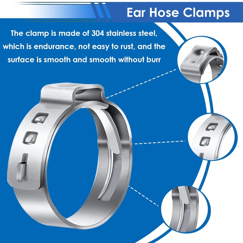 350Pcs 5.3-51mm Single Ear Hose Clamps with Worm Gear Hose