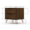 Manhattan Comfort Rockefeller Mid-Century Modern 2 Drawer Bedroom Nightstand, 20.08",