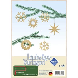 Pebaro 334S Laubsägevorlage Baumschmuck II, 3mm Sperrholz DIN A 4, Motiv vorgedruckt, aussägen mit Laubsägebogen, basteln, anmalen, fertig, Laubsägen, Basteln mit Holz, Geschenkidee, Weihnachtsdeko