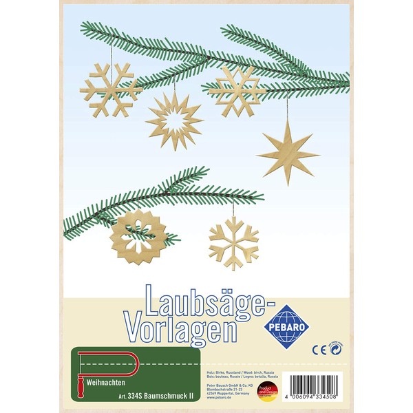 Pebaro 334S Laubsägevorlage Baumschmuck II, 3mm Sperrholz DIN A 4,