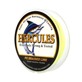 Hercules Super Cast 300M 328 Yards Braided Fishing Line 50 LB Test for Saltwater Freshwater PE Braid Fish Lines Superline 8 Strands - Fluorescent Yellow, 50LB (22.7KG), 0.37MM