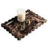 Large Dark Brown Marble Vanity Tray, Scalloped Bathroom Counter Tray