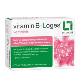 Vitamin B-Loges Complete – 120 Film-Coated Tablets – Dietary Supplement with All Vitamins of the B Complex